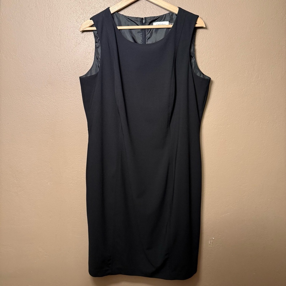 Calvin Klein Classic Black Midi Dress Women's Size 14W Timeless Chic Feminine
